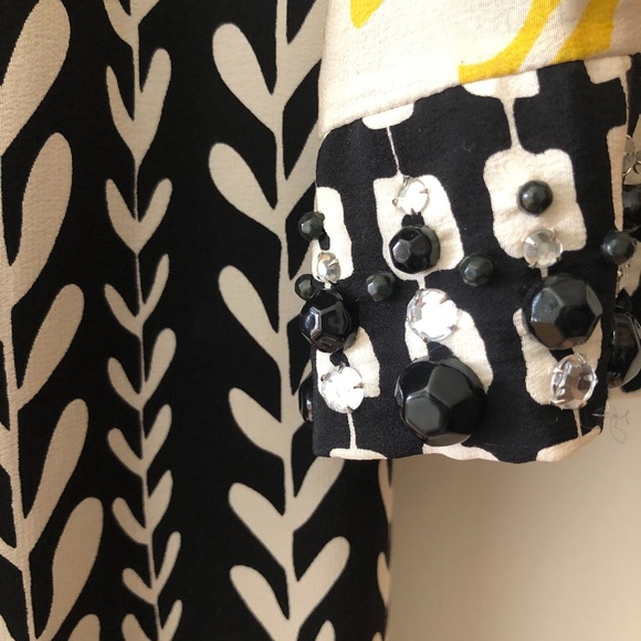 Anna Sui Silk Print Dress with Embellishment - Picture 6 of 8